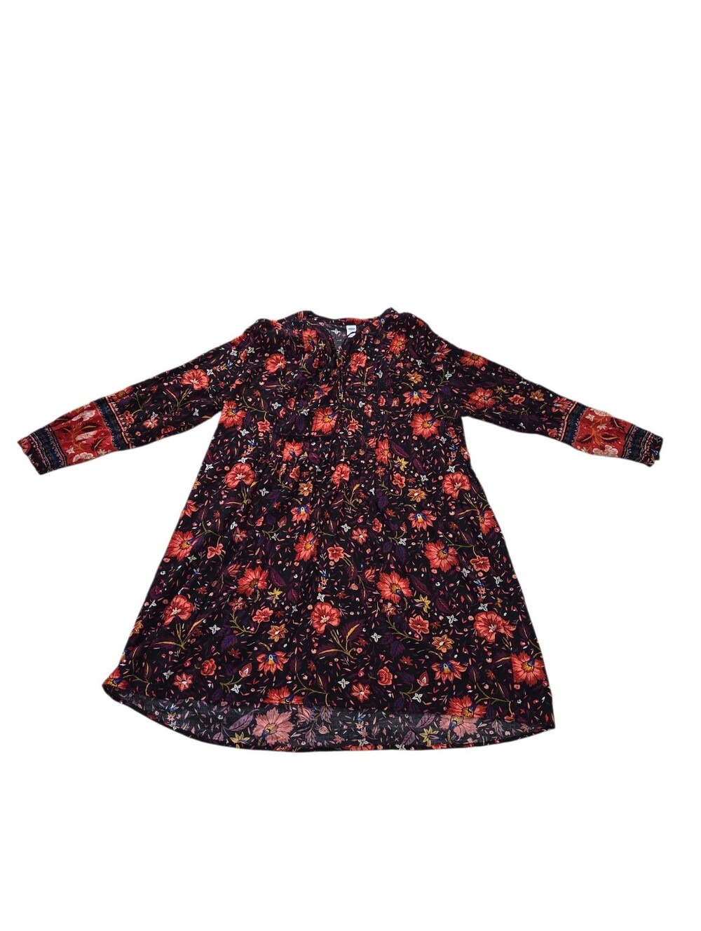 Old Navy colorful floral long sleeve V-neck dress, L. EUC.